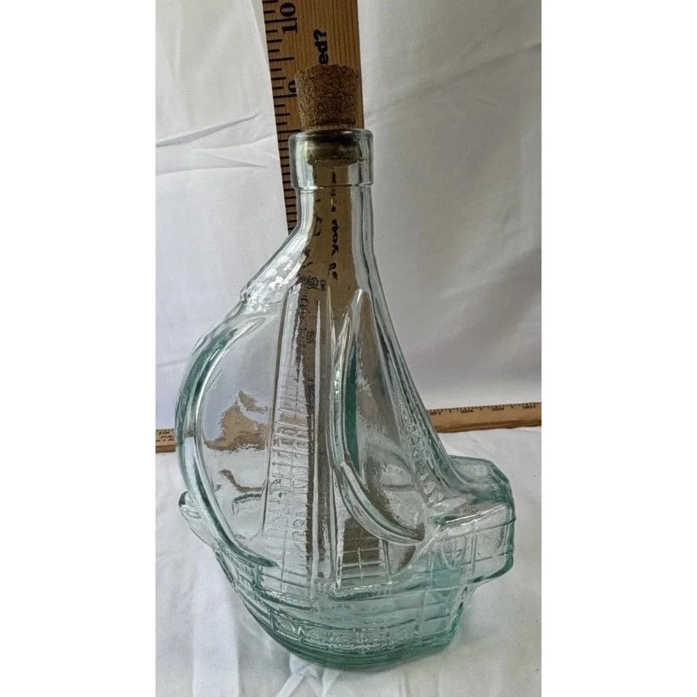 Santa Maria Ship Glass Bottle Decanter - Light Green Ship Bottle - Picture 9 of 9